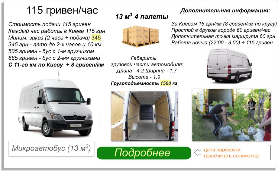 Грузоперевозки Киев недорого микроавтобус макси
