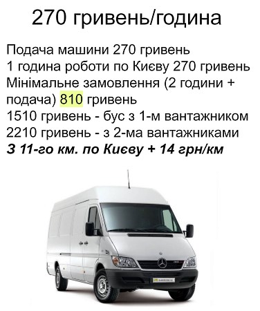 ВАНТАЖНІ ПЕРЕВЕЗЕННЯ КИЇВ МІКРОАВТОБУС